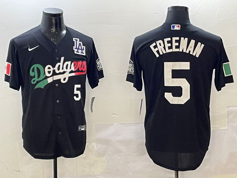 Men Los Angeles Dodgers #5 Freeman Black Fashion 2025 Nike MLB Jersey style 5